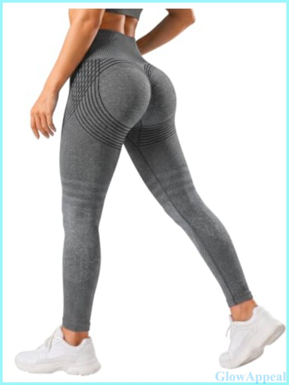 High Waisted Compression Leggings 3D Ribbed Butt Lifting Yoga Pants